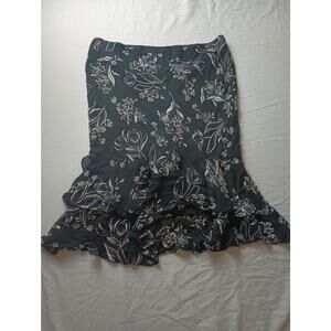 Vintage Y2K‎ Causal Corner Floral Black Skirt Clueless Ruffle Black Women Sz 4